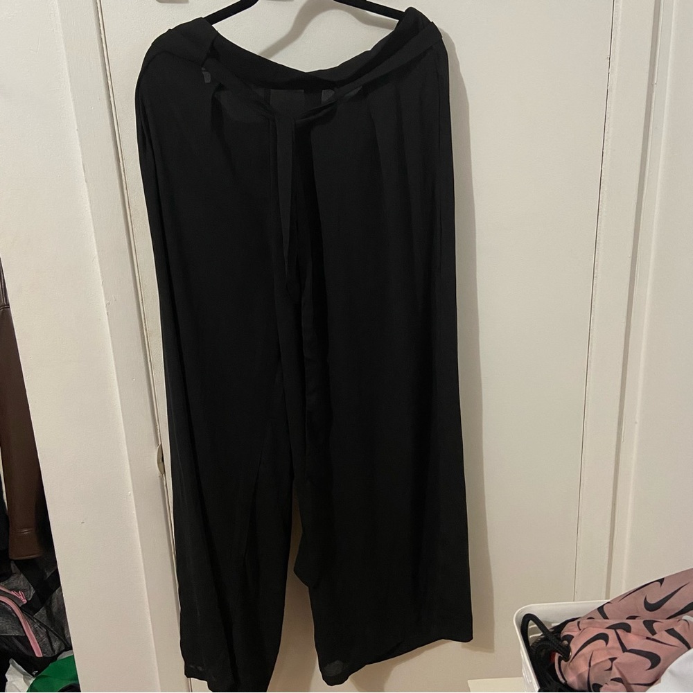 Shein black tie waist pants